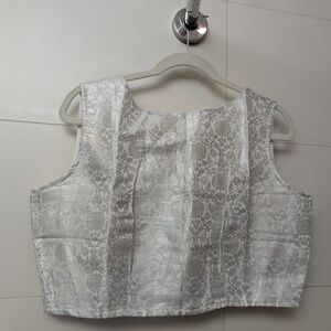 Silver/White Brocade Crop Top